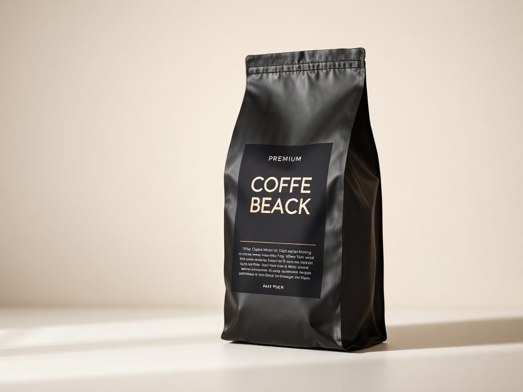 Premium coffee bean stand-up pouch with copper foil typography