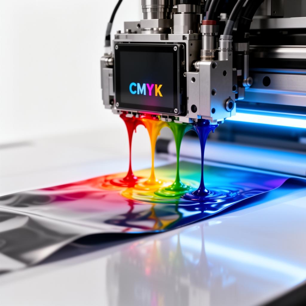 Close up of a DigiPack digital press printing a vibrant snack pouch at 1200 dpi